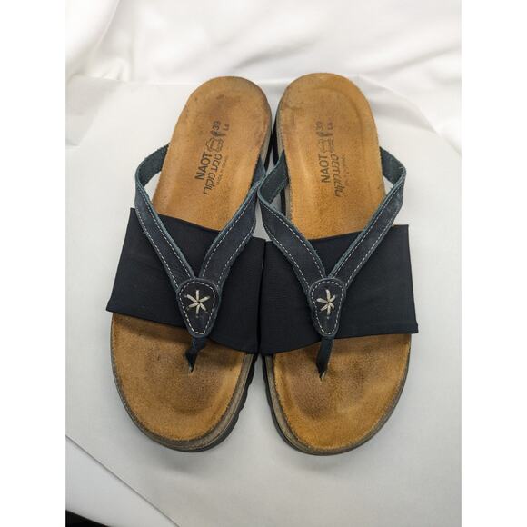 NAOT Orion Sandals Women 39/L8 Black Leather Platform Chunky Y2K Style Lagenlook - Picture 4 of 8